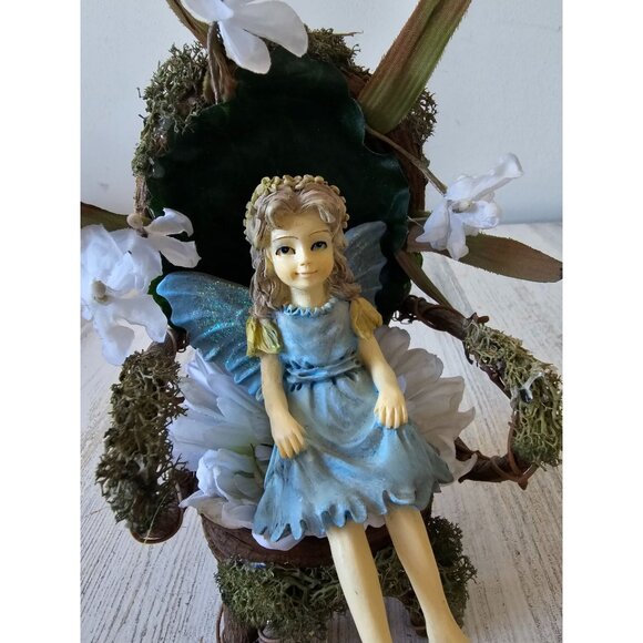 Water fairy chair wooden garden village‎ statue figurine decor flowers - Picture 5 of 8
